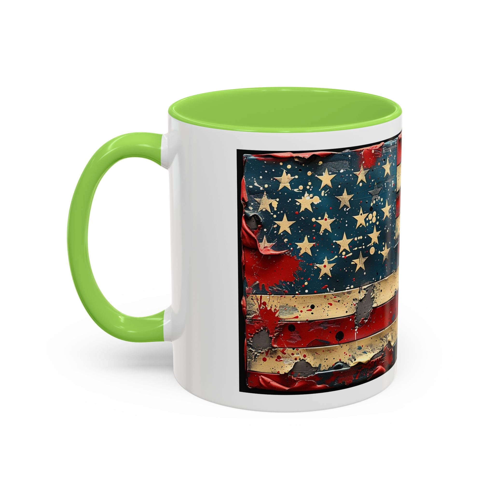 Colorful Mugs (11oz, 15oz), American Flag, Patriotic Flag coffee cup