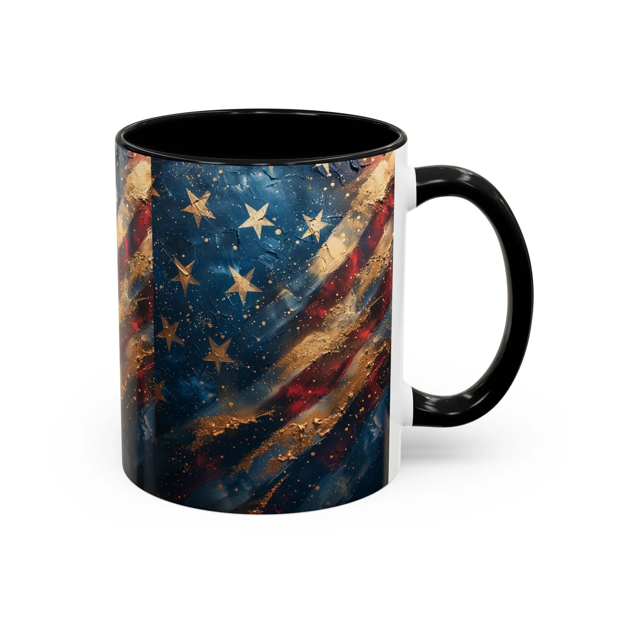 Distressed American Flag Accent Coffee Mug | 11oz 15oz - 250 USA Celebration