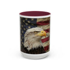 Colorful Mugs (11oz, 15oz) American eagle with American flag, fireworks all around the eagle, patriotic themed - 250 USA Celebration