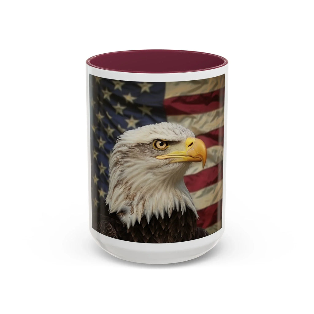Colorful Mugs (11oz, 15oz) American eagle with American flag, fireworks all around the eagle, patriotic themed - 250 USA Celebration