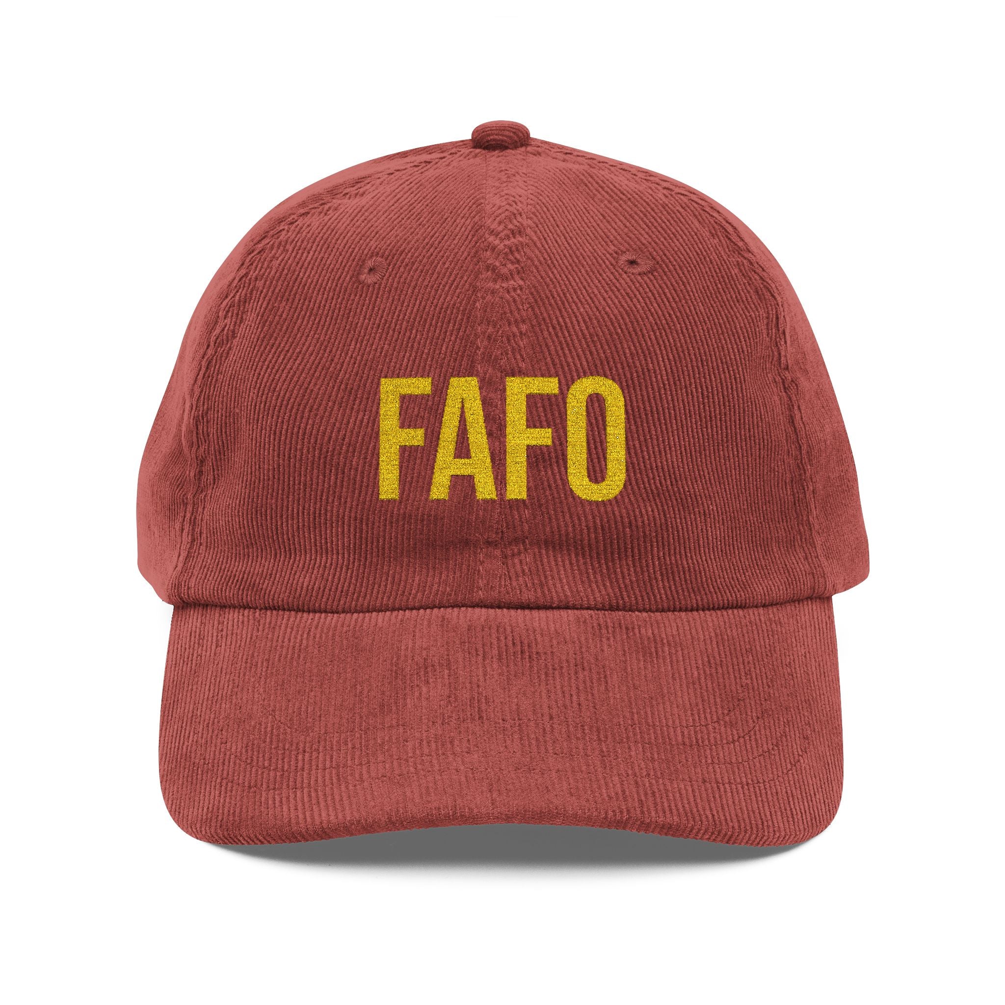 Corduroy Baseball Cap – Embroidered "FAFO" Front & 1776-2026 Back, Vintage Patriotic Dad Hat