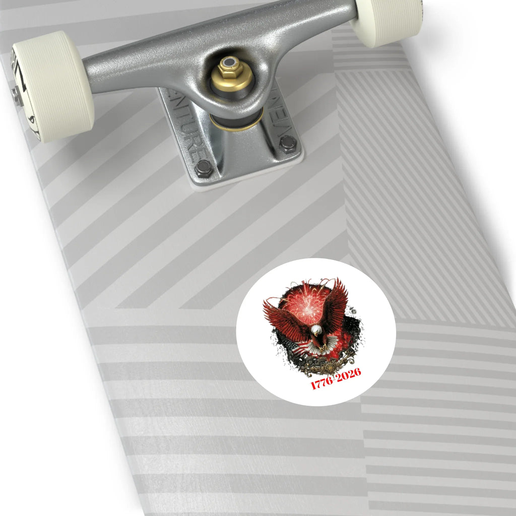 1776-2026 Eagle with Fireworks round sticker | Patriotic Sticker - 250 USA Celebration