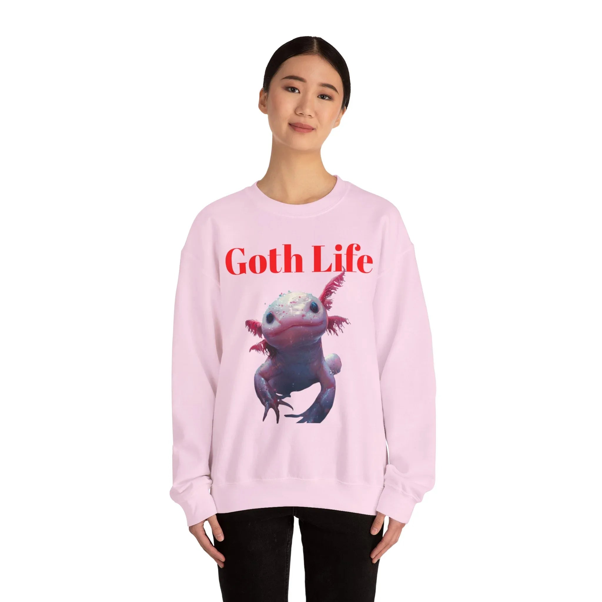 Goth Life Axolotl Sweatshirt | Cute Goth Axolotl Illustration - 250 USA Celebration