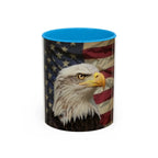Colorful Mugs (11oz, 15oz) American eagle with American flag, fireworks all around the eagle, patriotic themed - 250 USA Celebration