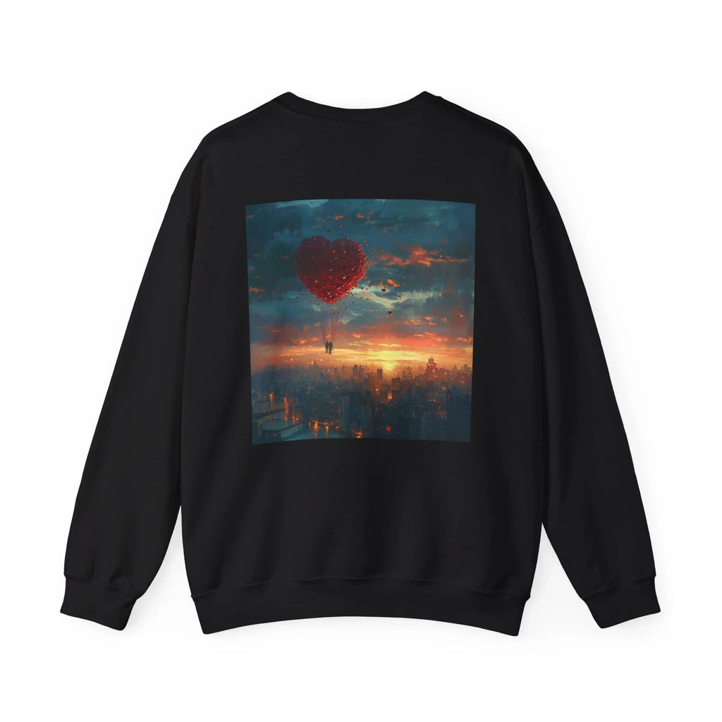 Love-themed Crewneck Sweatshirt, Valentines Day Sweatshirt, Heart Design Apparel, Valentine's Gift, Valentine's Day Women's Merchandise - 250 USA Celebration