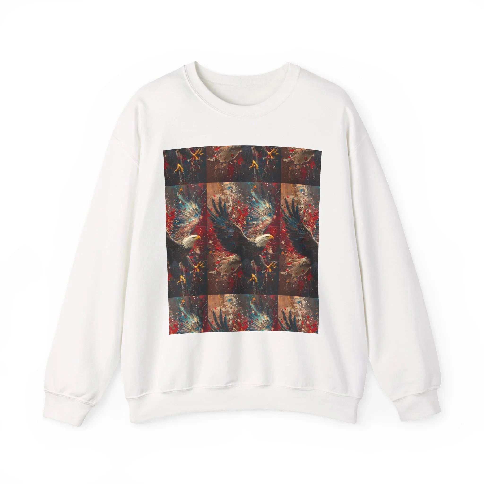 God Bless America Eagle Artwork crewneck sweatshirt | Patriotic eagle collage - 250 USA Celebration