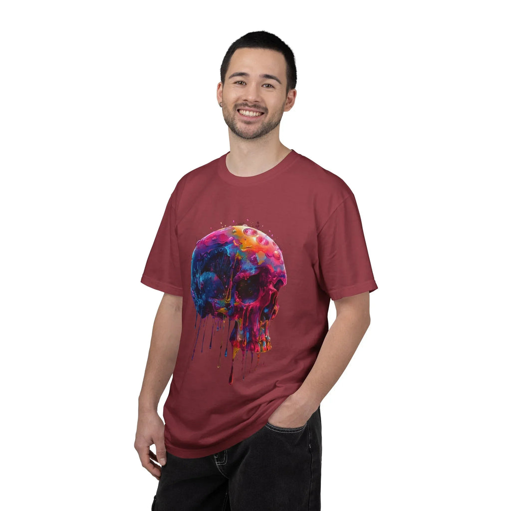 Colorful Drip Skull T-shirt | Watercolor Skull Shirt, Artistic Gothic Tee - 250 USA Celebration