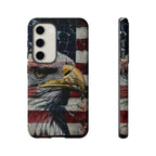American Flag Bald Eagle phone case | Patriotic iPhone cover, cracked vintage flag design - 250 USA Celebration