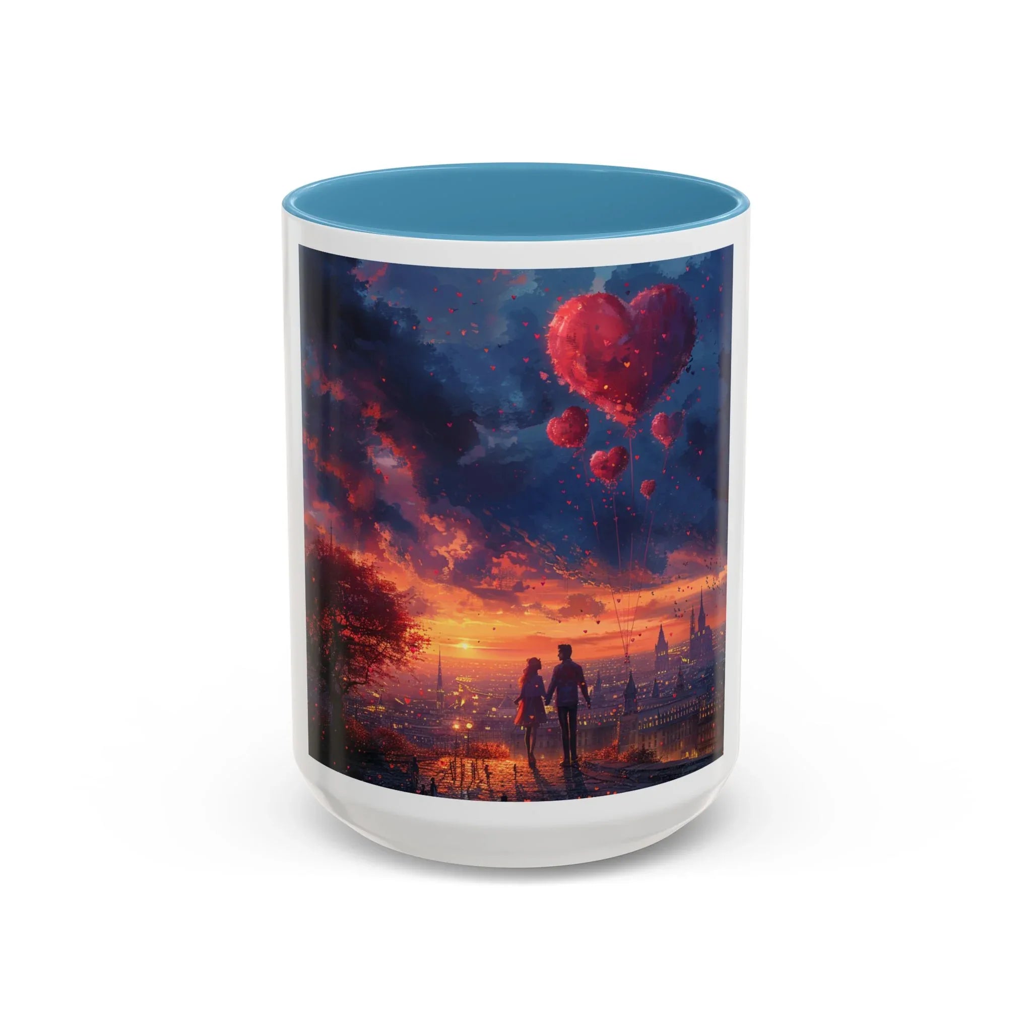 Romantic Sunset Coffee Mug, Love Gift Couples, Heart Design, Cozy Gift for Friends, Coffee Lover Gift, Valentine's Day Women's Merchandise - 250 USA Celebration