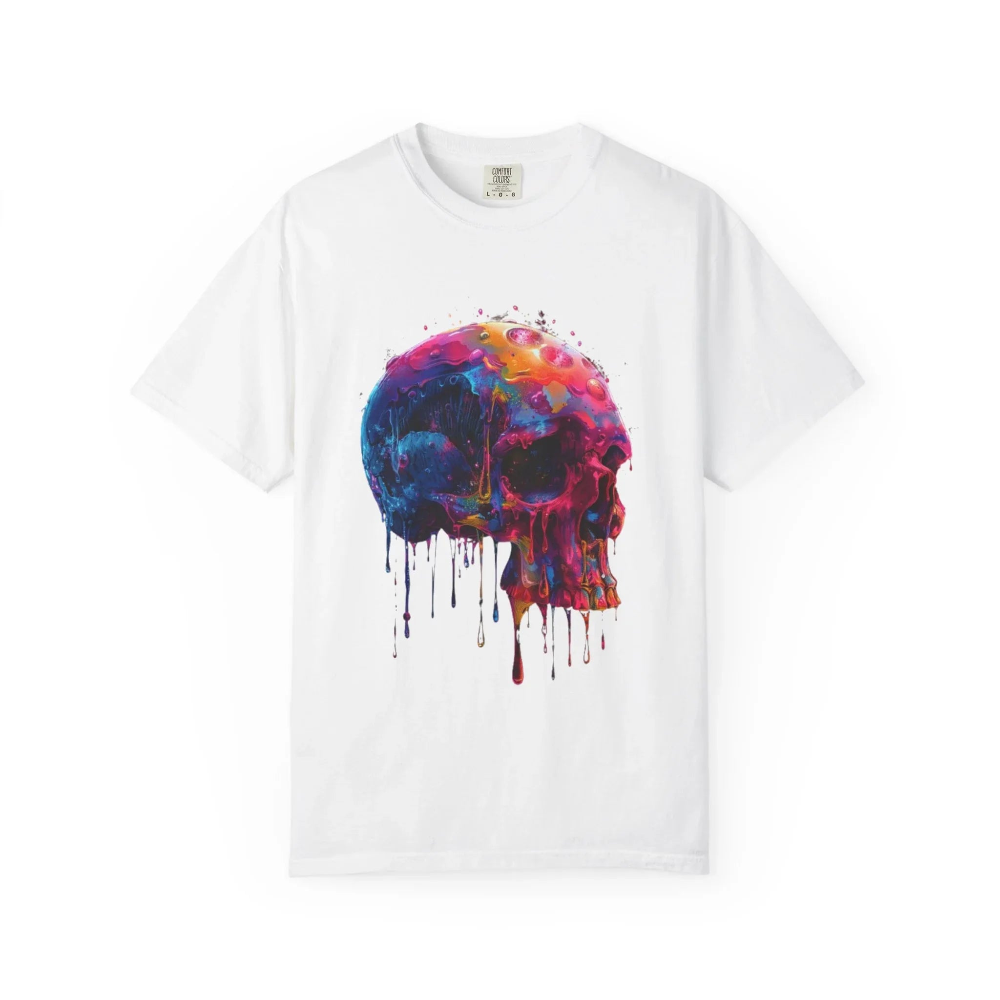Colorful Drip Skull T-shirt | Watercolor Skull Shirt, Artistic Gothic Tee - 250 USA Celebration