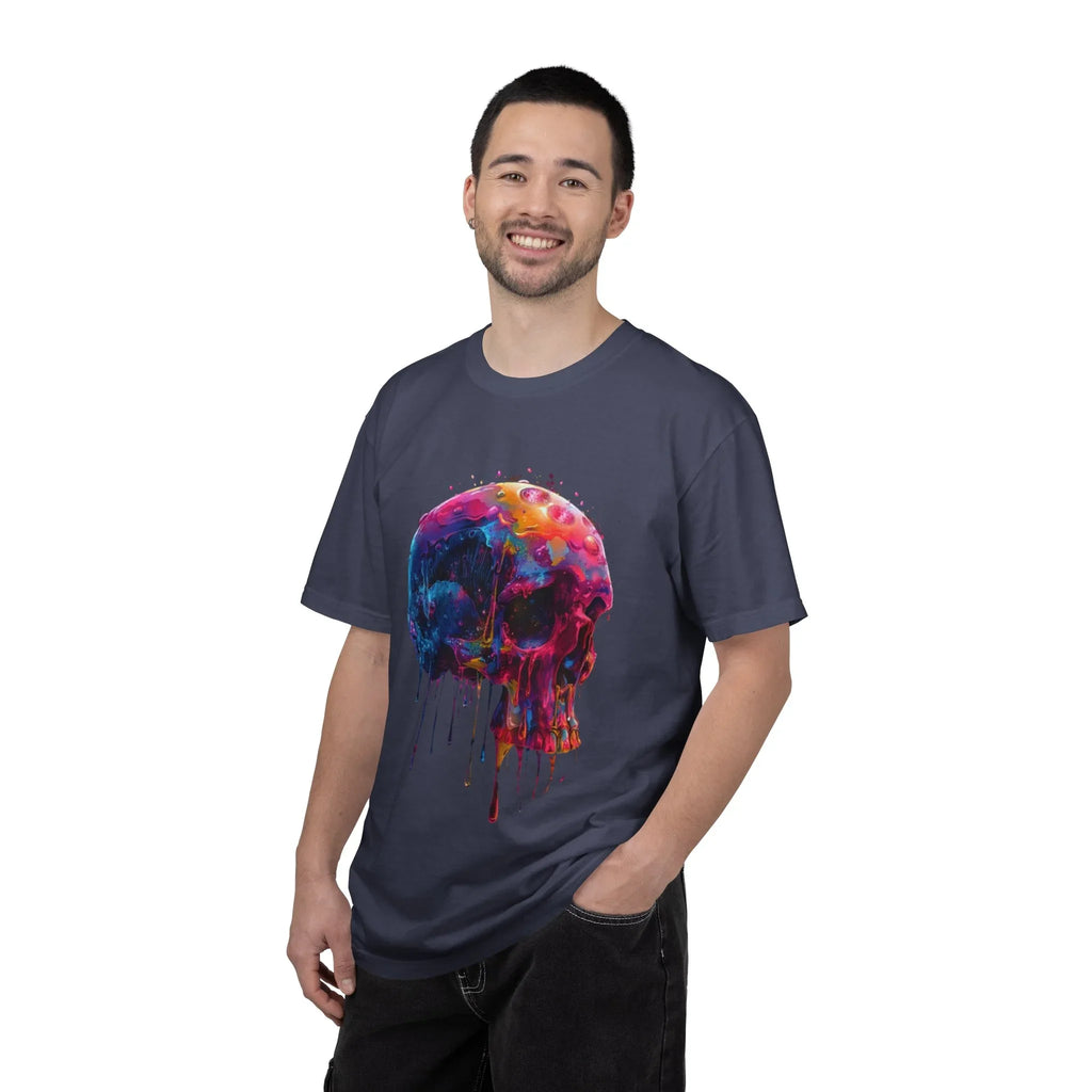 Colorful Drip Skull T-shirt | Watercolor Skull Shirt, Artistic Gothic Tee - 250 USA Celebration