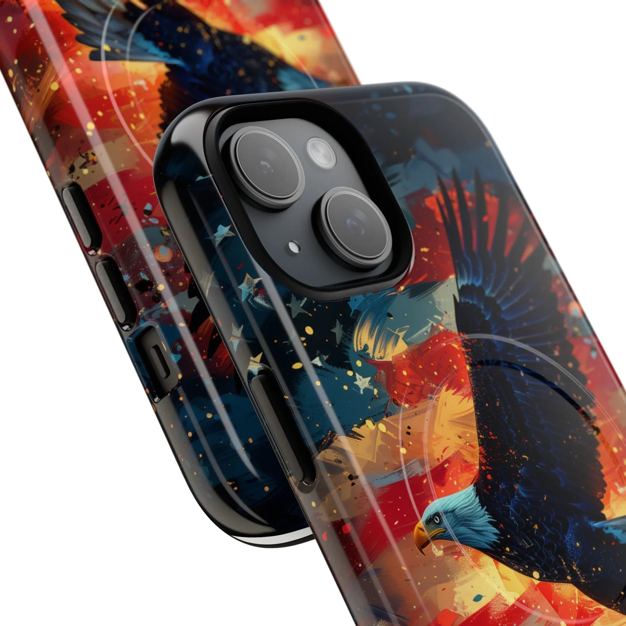 Eagle Flag Magnetic Phone Case, Patriotic iPhone Cover, Tough Cell Phone Cases, Gift for Veterans, Independence Day Accessories - 250 USA Celebration