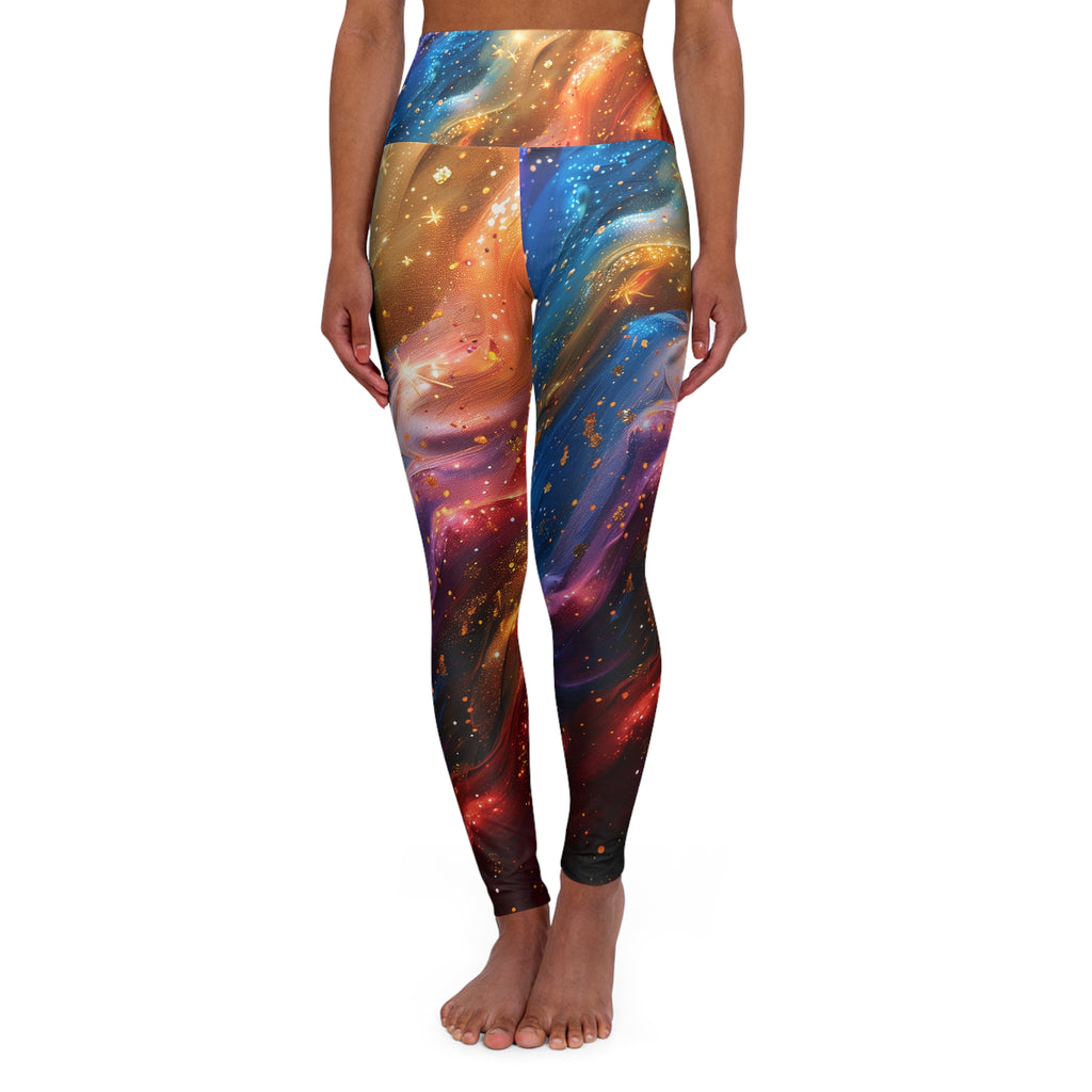 Galaxy Swirl High-Waisted Yoga Leggings — Colorful Cosmic Activewear