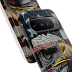 American Flag Bald Eagle phone case | Patriotic iPhone cover, cracked vintage flag design - 250 USA Celebration