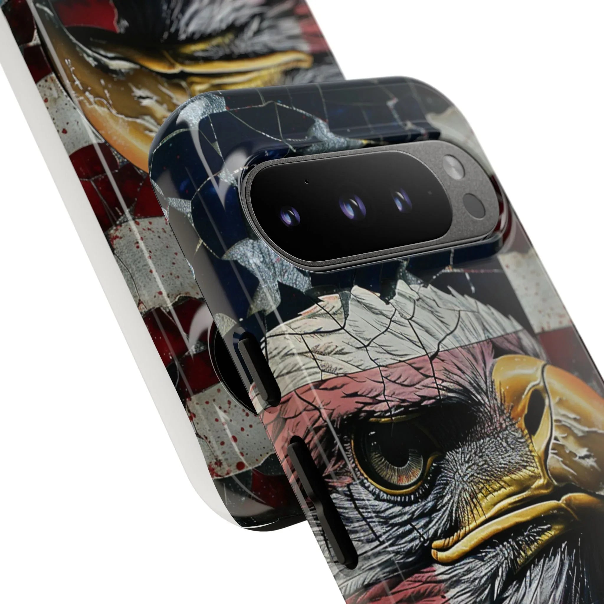 American Flag Bald Eagle phone case | Patriotic iPhone cover, cracked vintage flag design - 250 USA Celebration