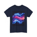Galaxy Wave Abstract Art T-Shirt | Cosmic Pink Blue Nebula - 250 USA Celebration