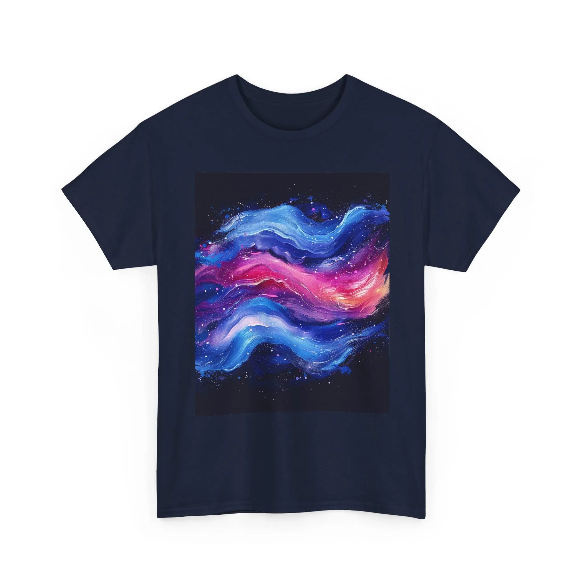 Galaxy Wave Abstract Art T-Shirt | Cosmic Pink Blue Nebula - 250 USA Celebration