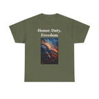 Honor, Duty, Freedom T-Shirt - Patriotic American Flag Galaxy Tee
