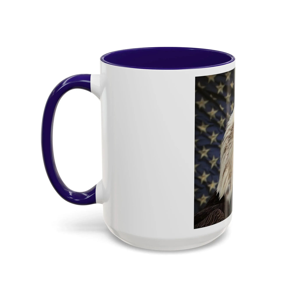 Colorful Mugs (11oz, 15oz) American eagle with American flag, fireworks all around the eagle, patriotic themed - 250 USA Celebration