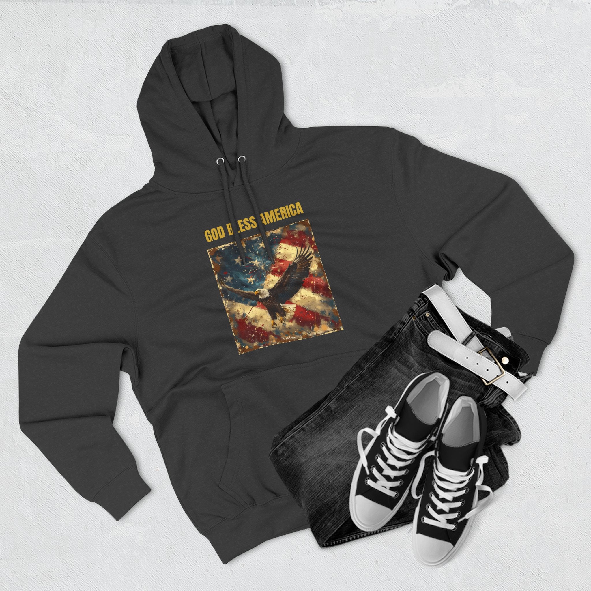 Distressed American Flag Hoodie | Vintage USA Stars Stripes Pullover