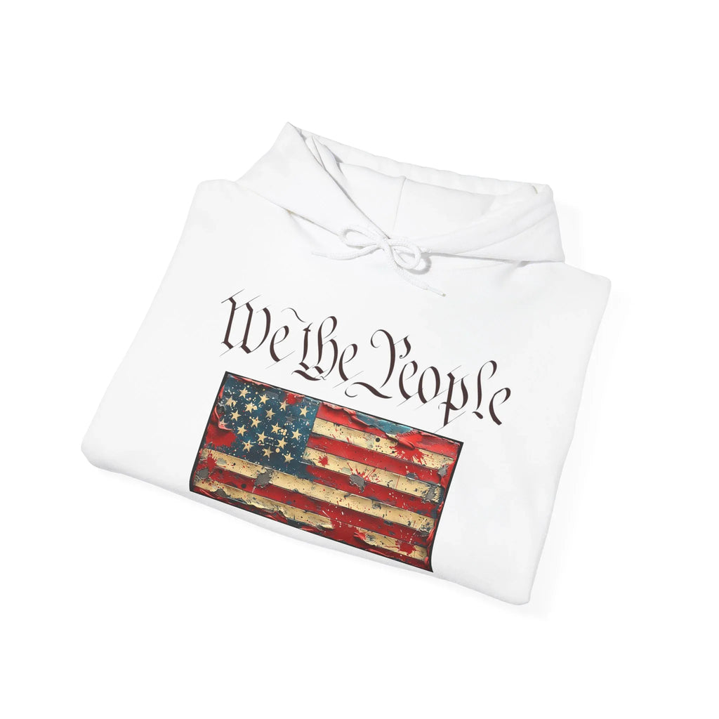 We The People distressed American flag Hoodie | Patriotic Constitution design - 250 USA Celebration