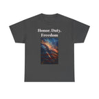 Honor, Duty, Freedom T-Shirt - Patriotic American Flag Galaxy Tee