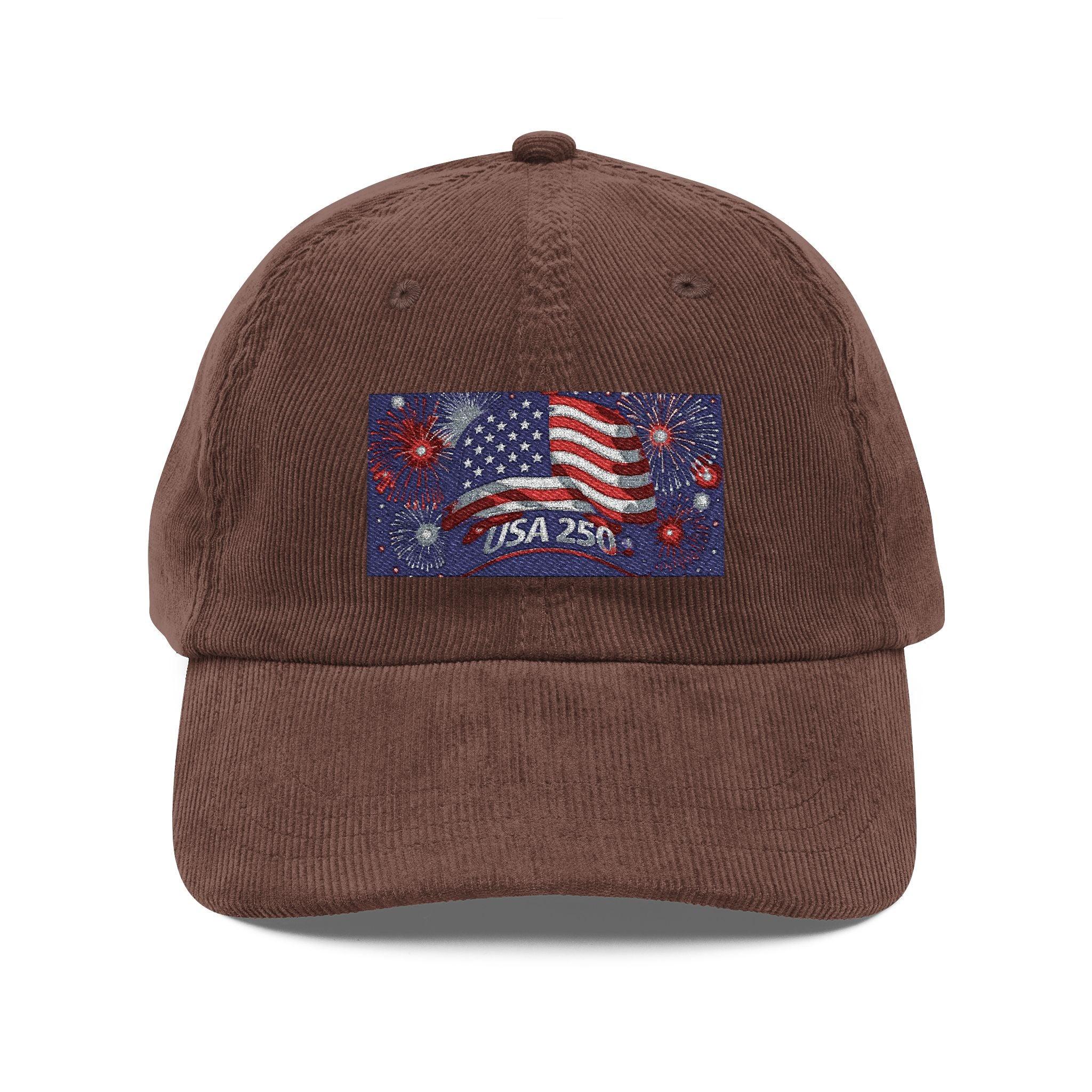 American Eagle Vintage Embroidered Corduroy Cap Retro Style USA Flag Design Perfect for Independence Day Casual Wear Gift Idea - 250 USA Celebration