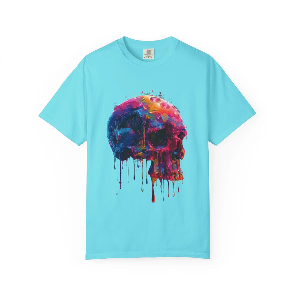 Colorful Drip Skull T-shirt | Watercolor Skull Shirt, Artistic Gothic Tee - 250 USA Celebration