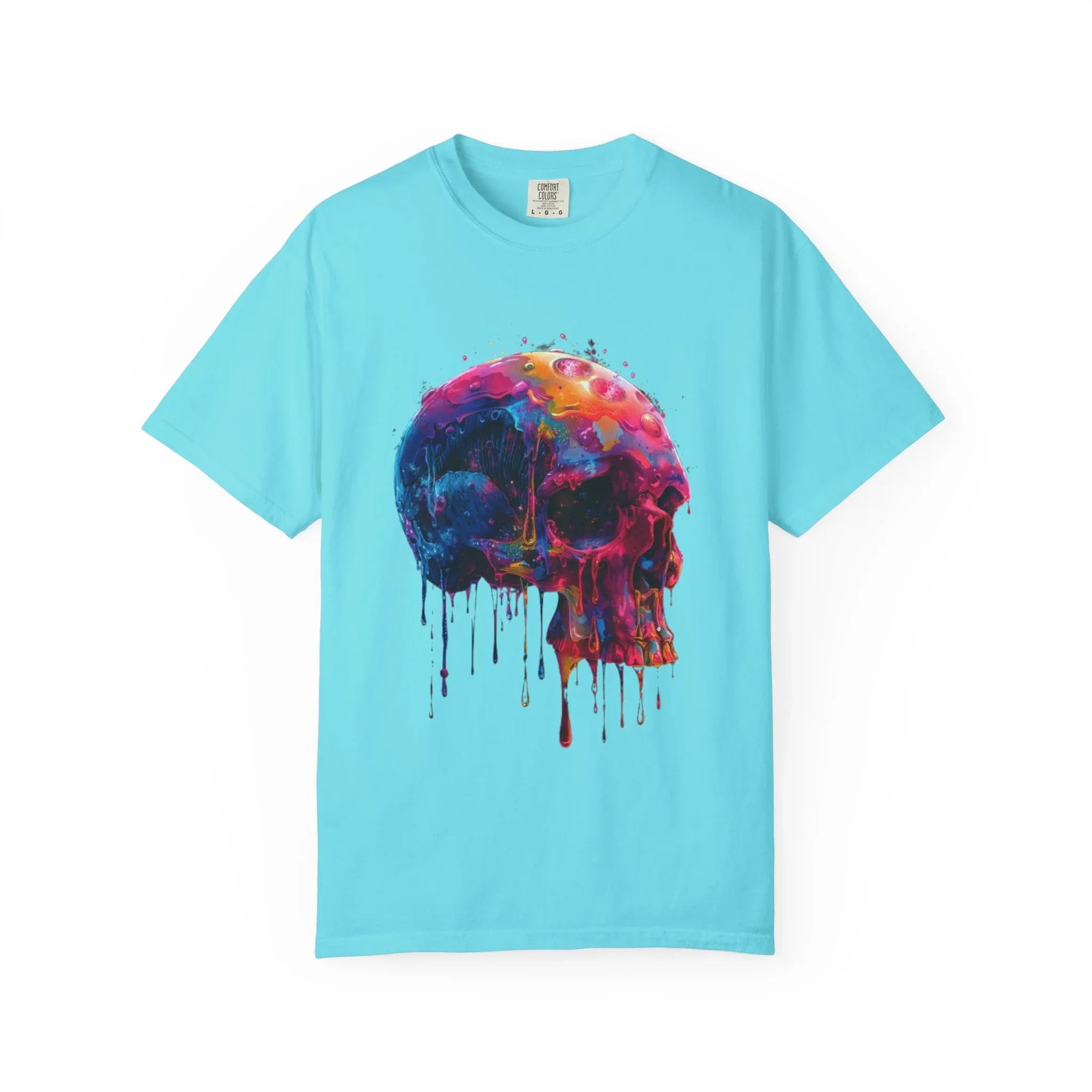 Colorful Drip Skull T-shirt | Watercolor Skull Shirt, Artistic Gothic Tee - 250 USA Celebration