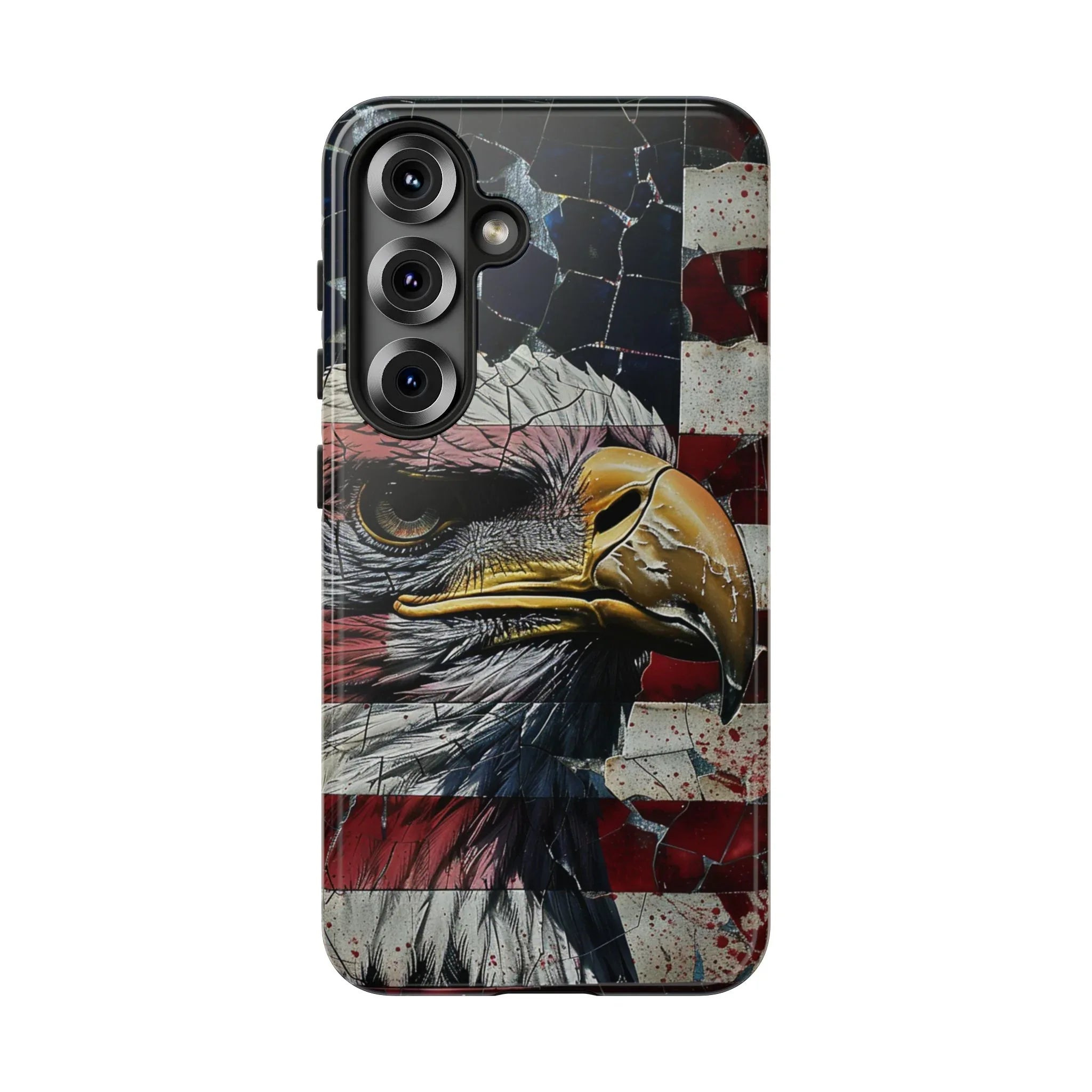 American Flag Bald Eagle phone case | Patriotic iPhone cover, cracked vintage flag design - 250 USA Celebration