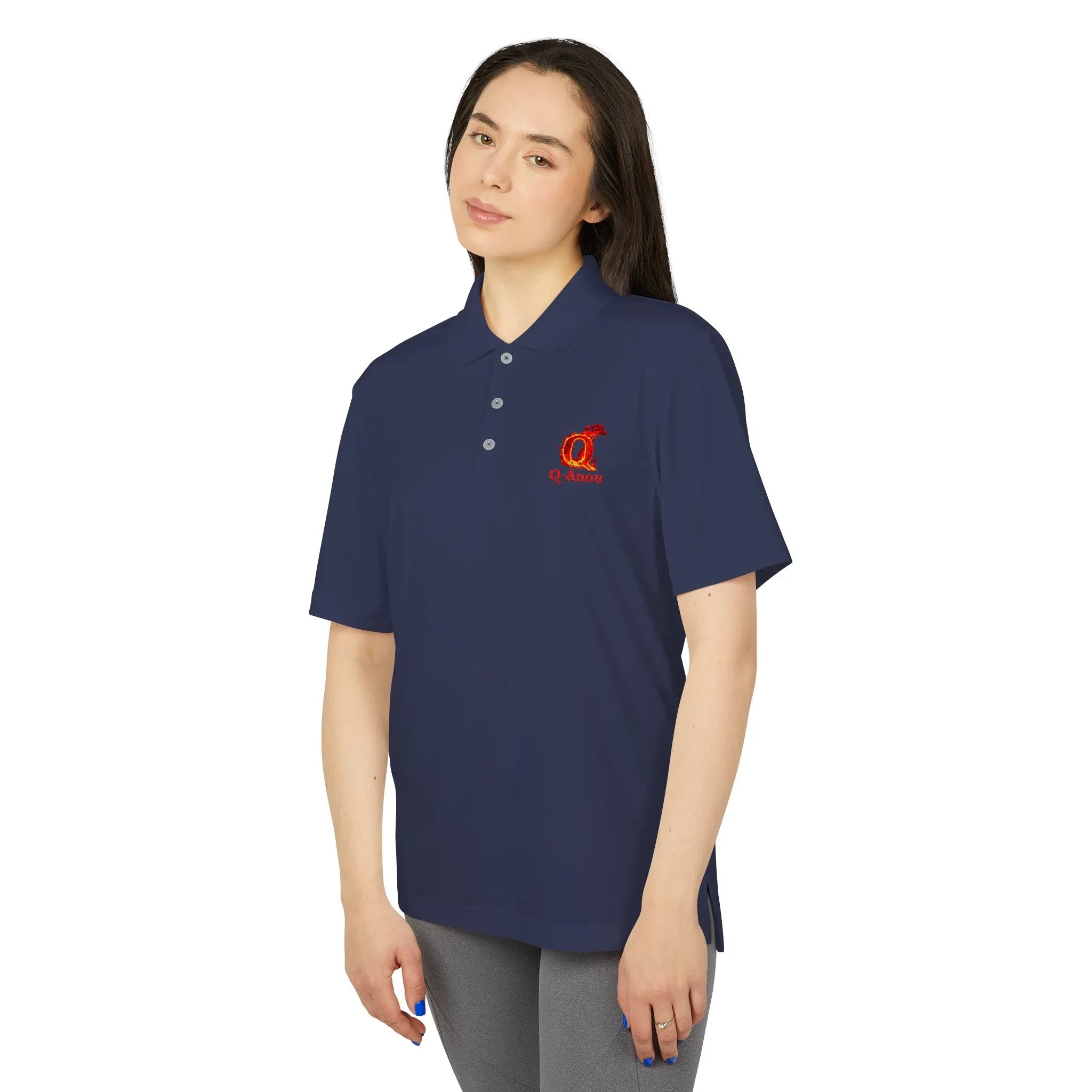 Q-Anon Crest Polo | Performance Polo Shirt - 250 USA Celebration