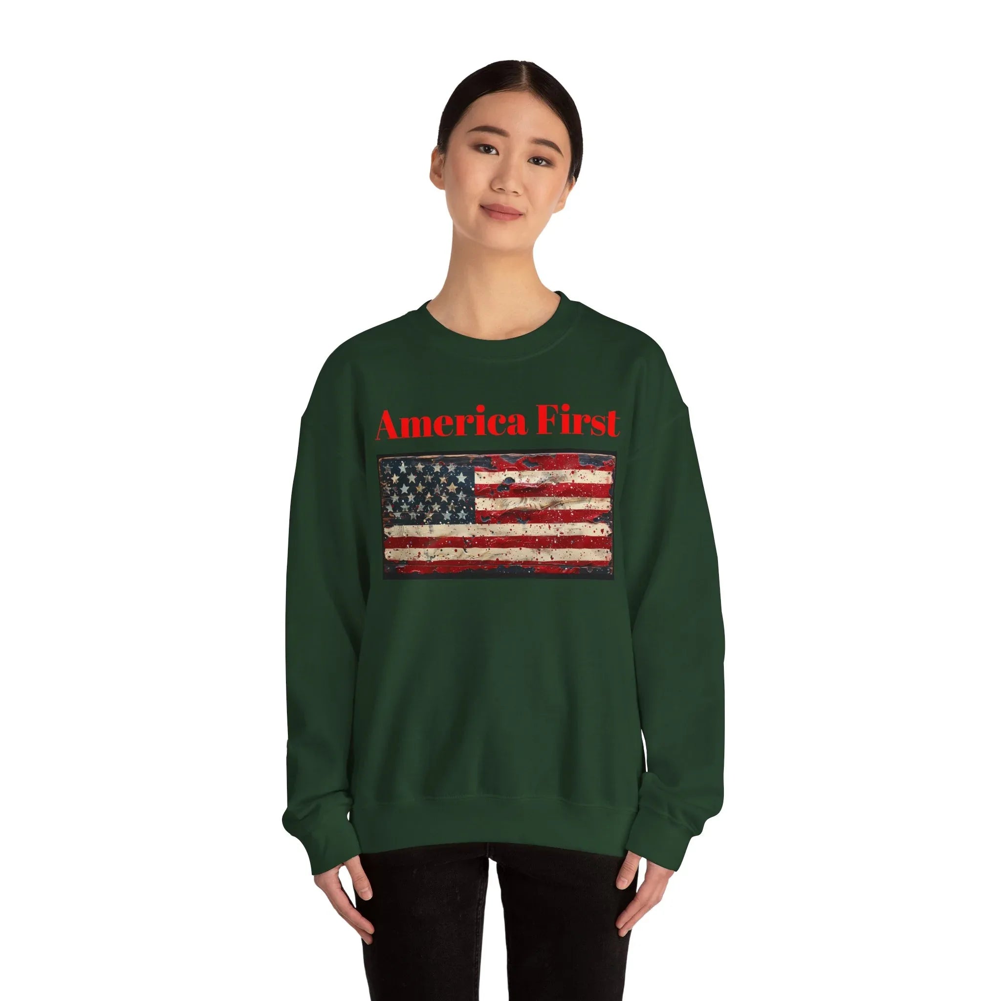 Patriotic American Crewneck Sweatshirt, USA Graphic Tees, Flag T-Shirts, Independence Apparel, Funny Patriotic Shirts, Custom American Tees - 250 USA Celebration