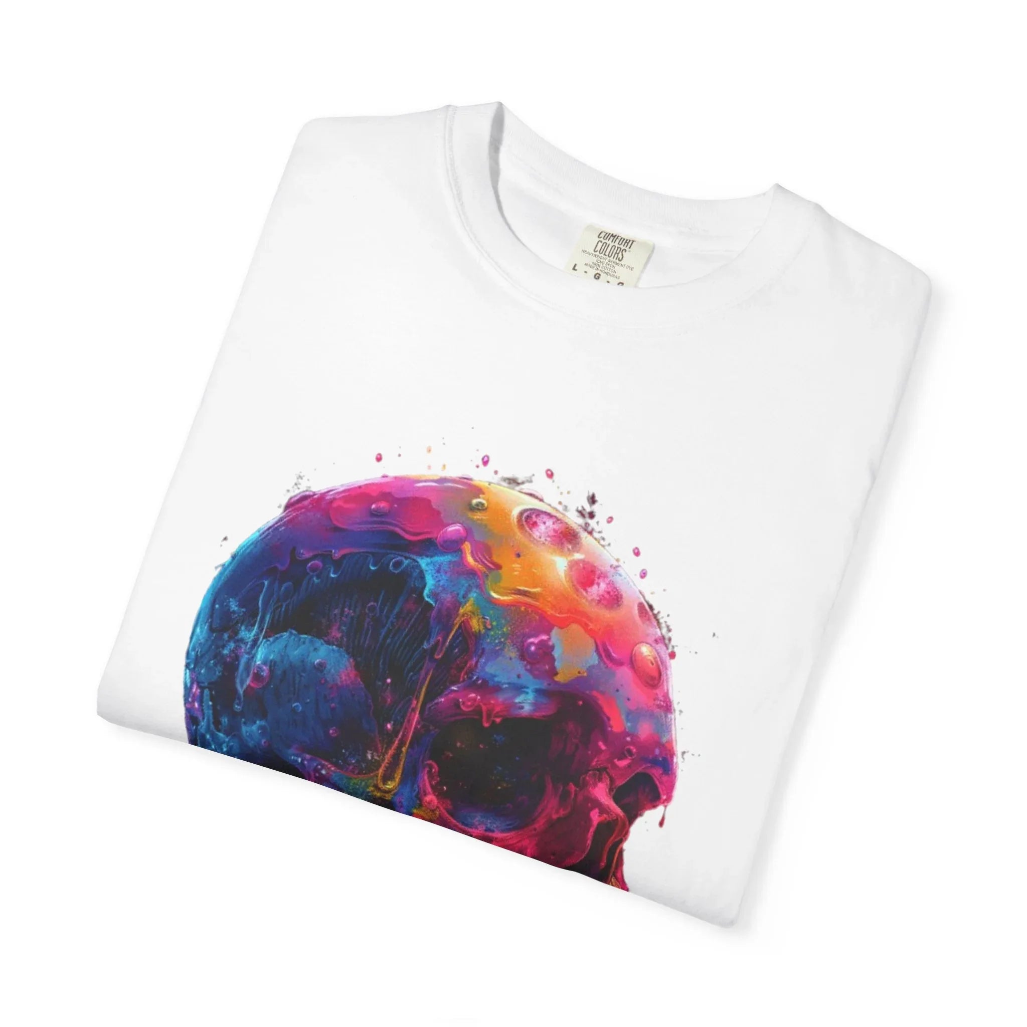 Colorful Drip Skull T-shirt | Watercolor Skull Shirt, Artistic Gothic Tee - 250 USA Celebration