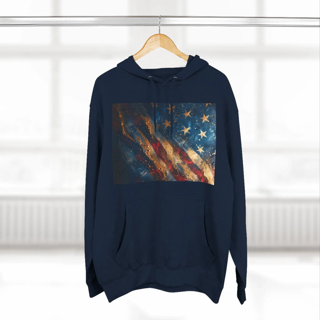 Distressed American Flag Hoodie | Vintage USA Stars Stripes Pullover - 250 USA Celebration