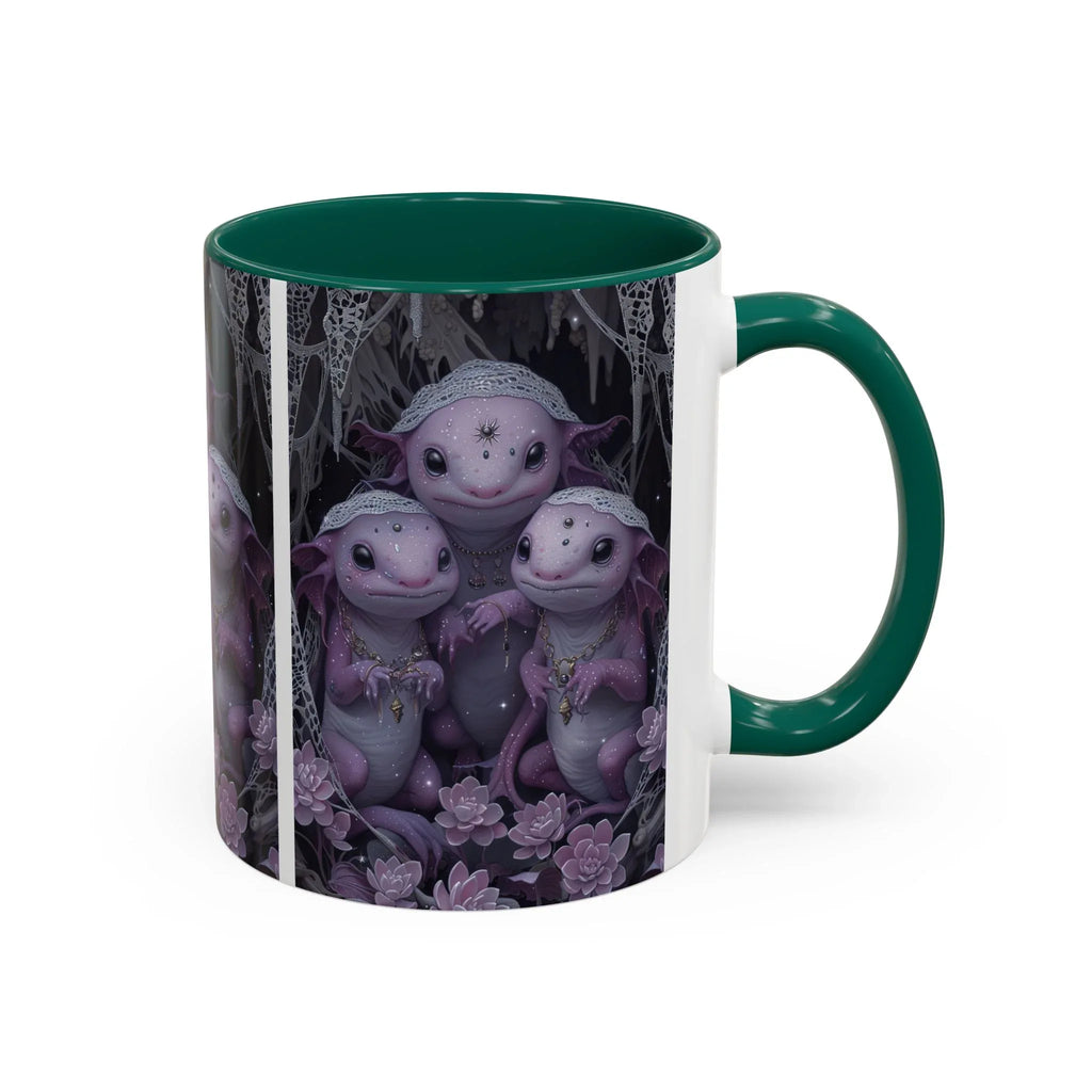 Purple Axolotl Trio Mug | Cute Amphibian Art Ceramic Coffee Cup - 250 USA Celebration