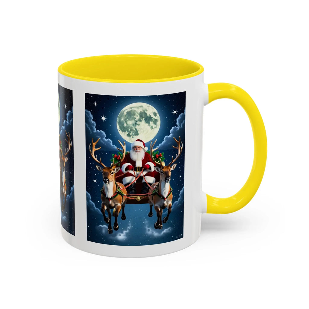 Santa Sleigh with Reindeer Coffee Mug | Christmas Moon Accent Mug - 250 USA Celebration