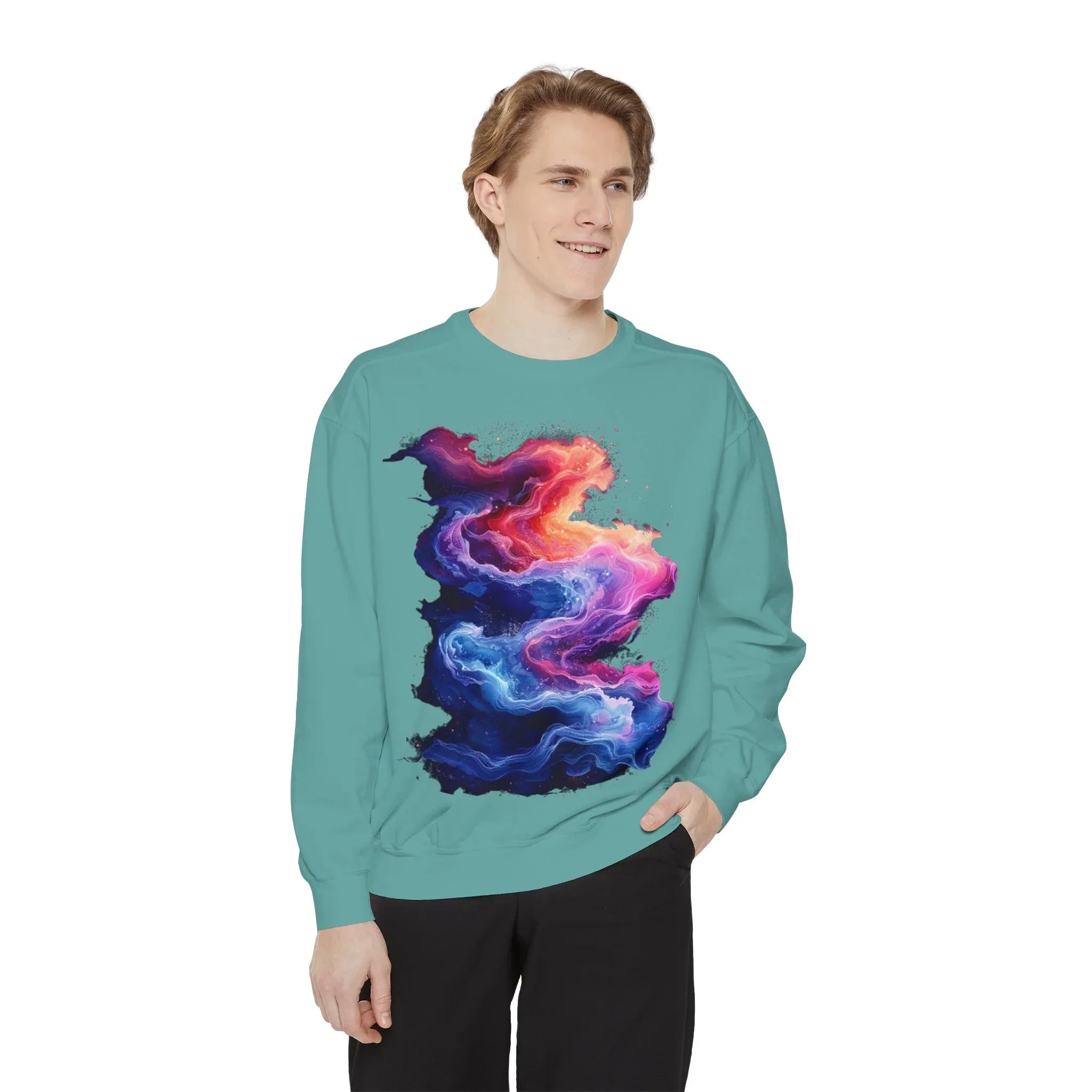 Hyper Bloom Fracture: Psychedelic tee with shattering florals in electric turquoise & magenta flares. Unisex trippy festival flair! - 250 USA Celebration