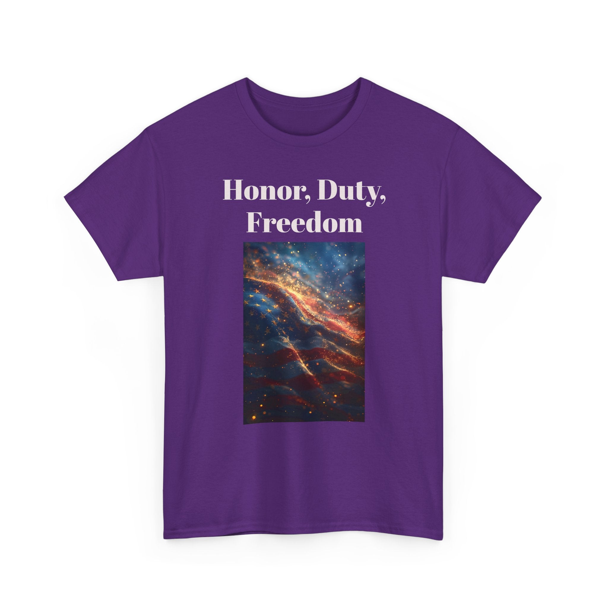 Honor, Duty, Freedom T-Shirt - Patriotic American Flag Galaxy Tee