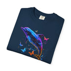 Colorful Dolphin Splash with Butterflies T-Shirt | Ocean Animal Tee - 250 USA Celebration