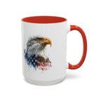 American Bald Eagle watercolor, Coffee Mug | Patriotic flag design - 250 USA Celebration