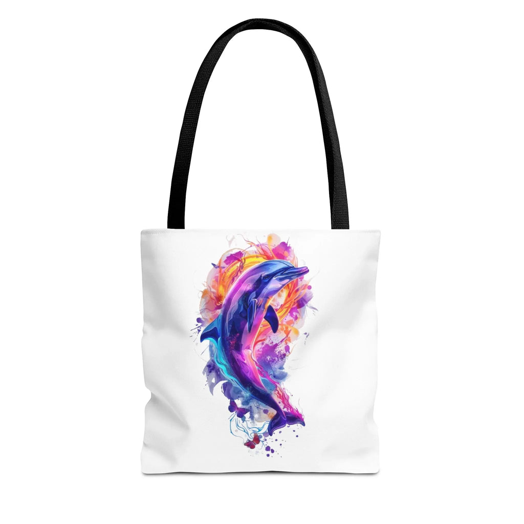 Colorful Watercolor Dolphin Tote Bag | Vibrant Splash Ocean Art - 250 USA Celebration
