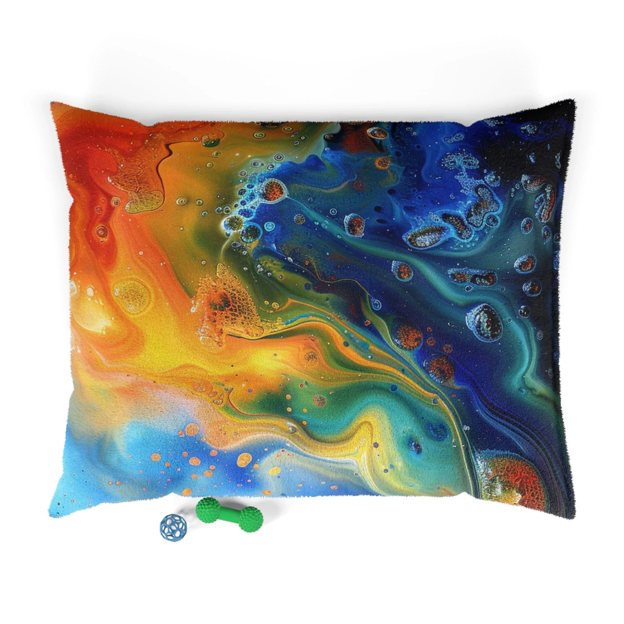 Colorful Abstract Pour Art Pet Bed | Swirl Galaxy Print - 250 USA Celebration