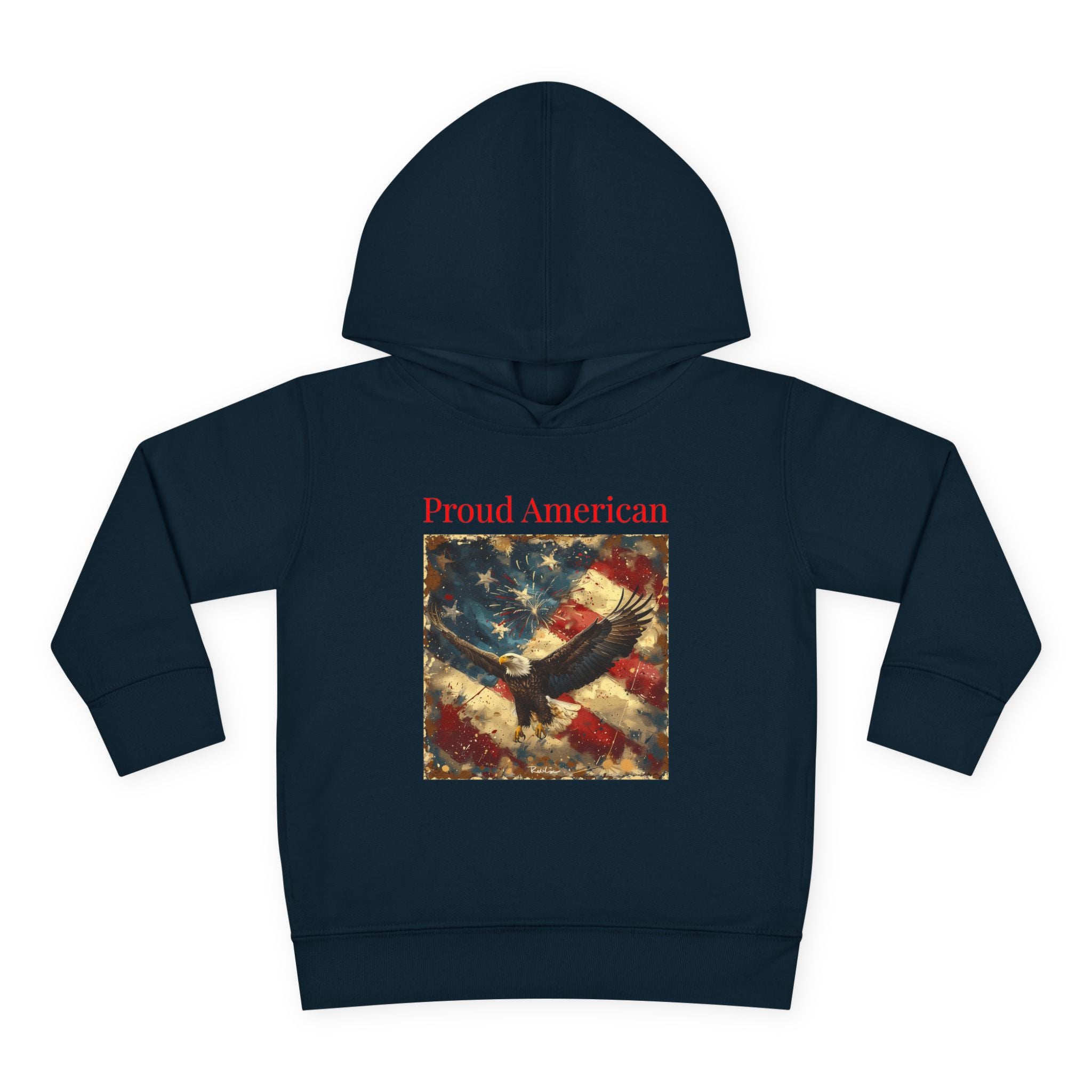 Toddler Hoodie — "Proud American" Eagle & Flag Pullover