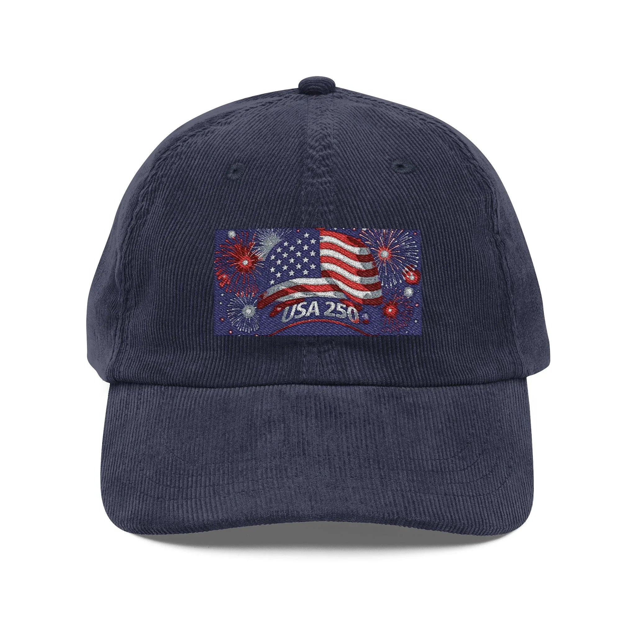American Eagle Vintage Embroidered Corduroy Cap Retro Style USA Flag Design Perfect for Independence Day Casual Wear Gift Idea - 250 USA Celebration