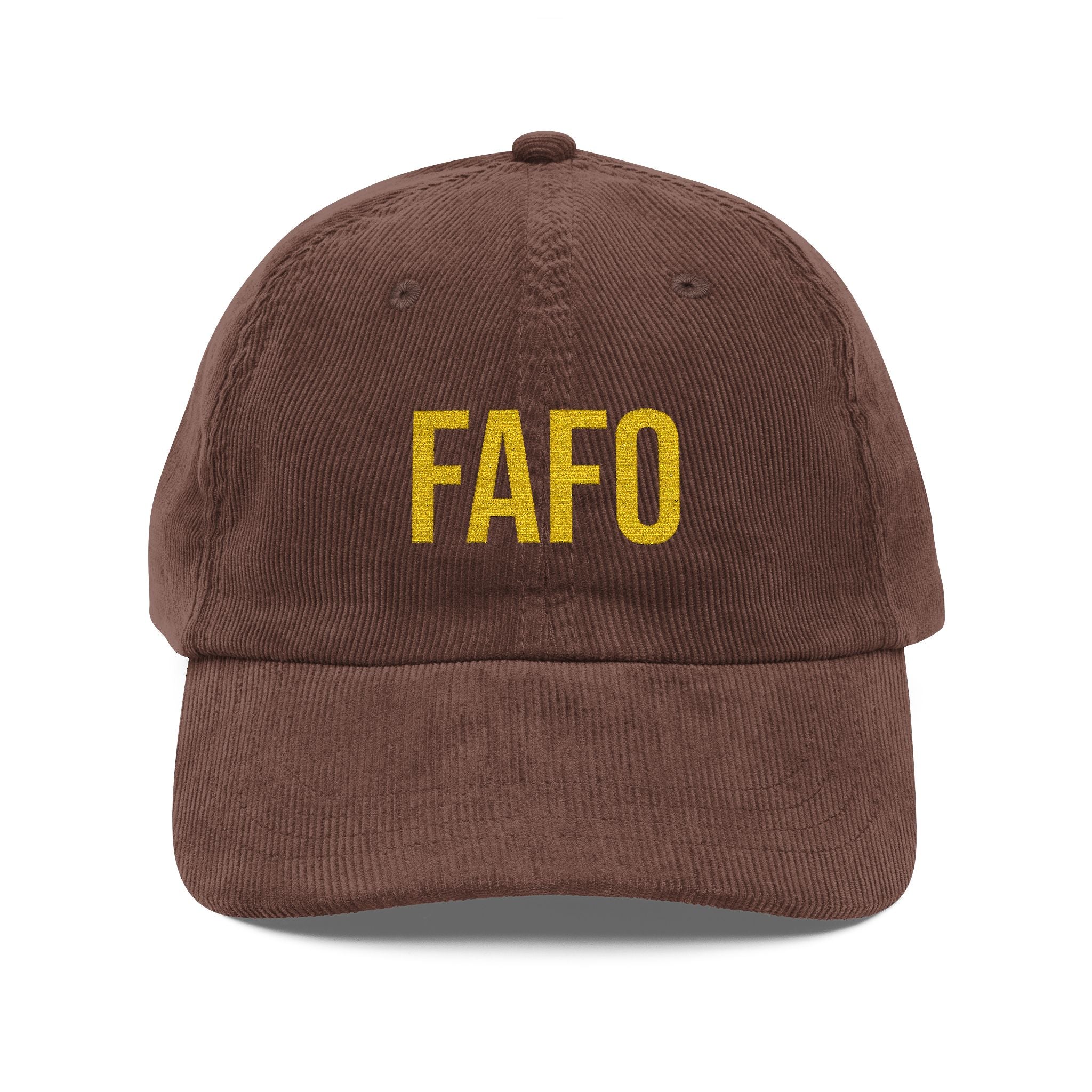 Corduroy Baseball Cap – Embroidered "FAFO" Front & 1776-2026 Back, Vintage Patriotic Dad Hat