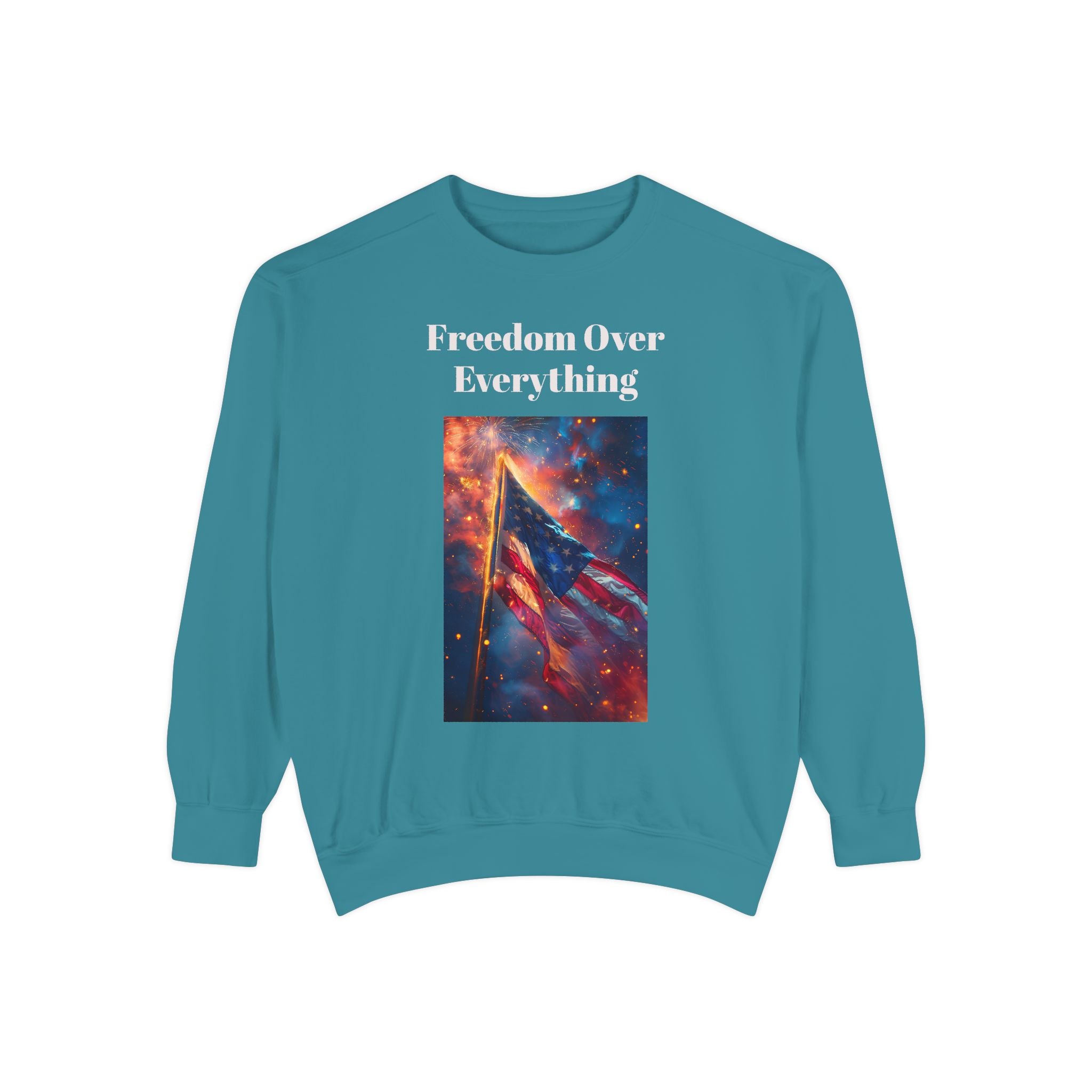 Patriotic Sweatshirt, American Flag 4th of July Independence, Red White Blue Fireworks, Birthday Freedom