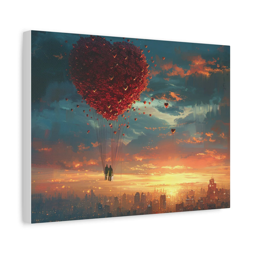 Romantic Canvas Wall Art, Love, Heart Balloon Art, Gift for Couples, Valentines Wall Decor, Valentine's Day Women's Merchandise, Valentines - 250 USA Celebration
