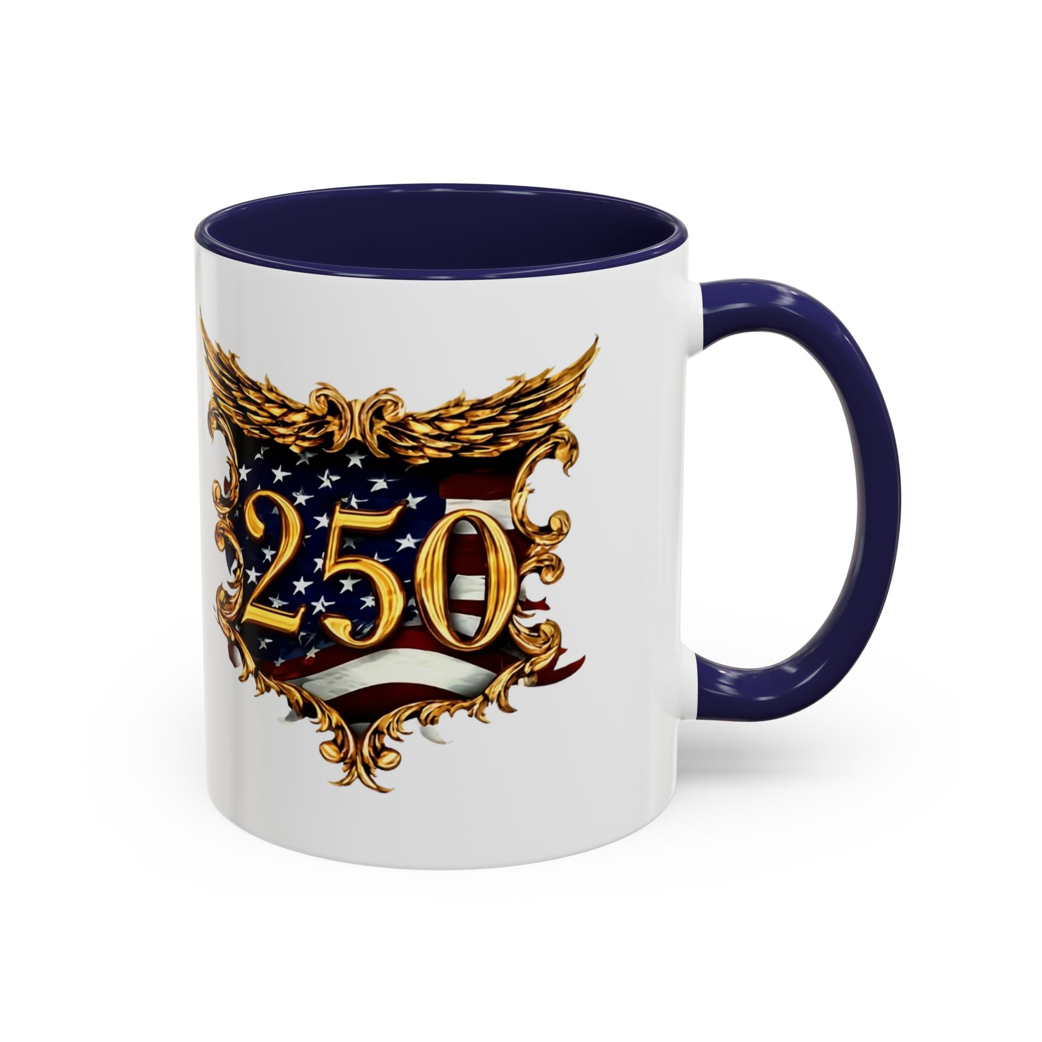 25th Anniversary American Flag Crest Accent Coffee Mug (11/15oz)