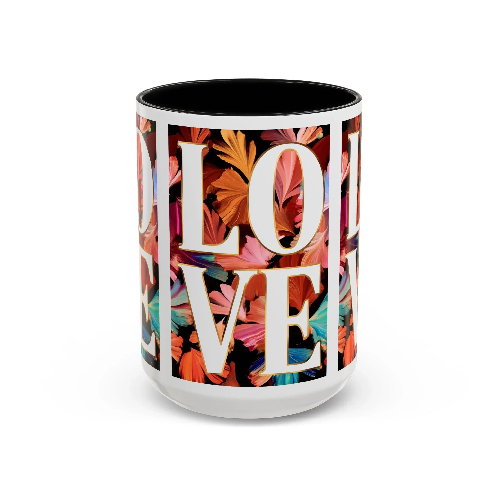 Floral Bold LOVE Mug | Accent Coffee Mug 11oz 15oz - 250 USA Celebration