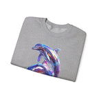 Iridescent Dolphin Trio Sweatshirt | Ocean Marine Animal Crewneck - 250 USA Celebration